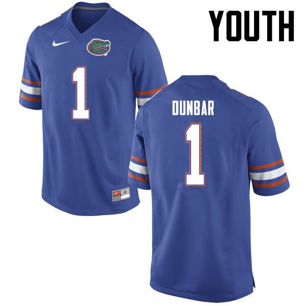 Youth NCAA Florida Gators Quinton Dunbar #1 Stitched Authentic Nike Blue College Football Jersey SPE3765SG